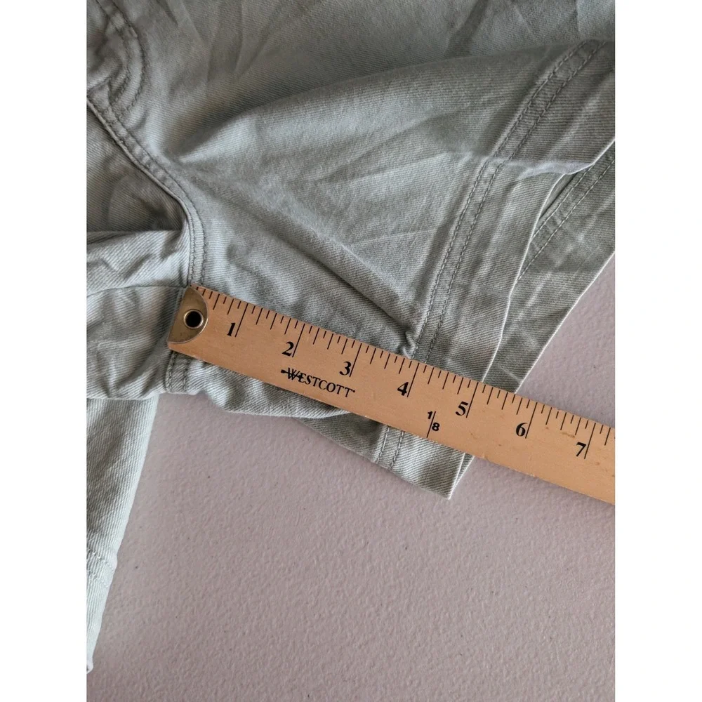 Gloria Vanderbilt Womens Sage Green Denim Shorts Mid Rise Casual Summer Size 14